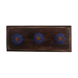 Indianshelf Brown & Blue Wooden Wired Wall Hooks Holder-image-92
