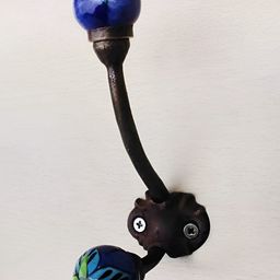 Indianshelf Blue Ceramic Floral Wall Hooks Key Holder-image-77