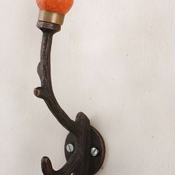 Indianshelf Orange Colored Ceramic Crackle Tree Wall Hooks Key Holder-picture-23