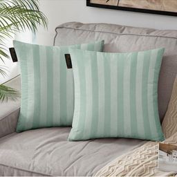 Lushomes Green Set of 2 Striped Square Cushion Covers image 1