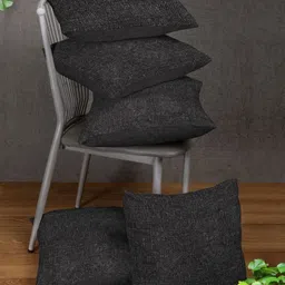 Myntra Elegant Homes Black Set of 5 Square Cushion Covers-12