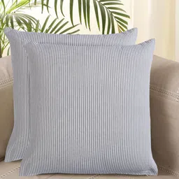 Jamio Firati Grey 2 Pieces Striped Cotton Square Cushion Covers-26