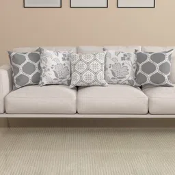ROSARA HOME Grey & White 5 Pieces Ethnic Square Cushion Covers-15