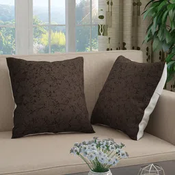 Story@home Set Of 2 Brown Abstract Square Cushion Covers-21