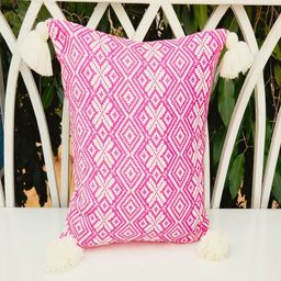 THROWPILLOW Pink & White Geometric Printed Square Cushion Covers-5