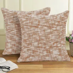 eyda Rust & White 2-Pieces Abstract Cotton Square Cushion Covers-32