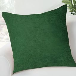 FABURAA Green Square Jute Cushion Covers-5