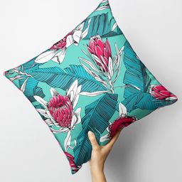 BIANCA Coral & Teal Floral Square Cushion Covers-37