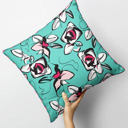 BIANCA Coral & Teal Floral Square Cushion Covers-18