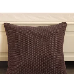 Pluchi Moss Stitch Brown Cotton Square Cushion Cover-image-24