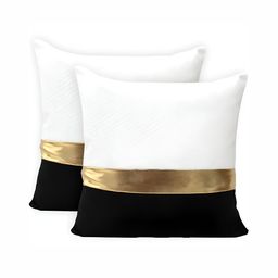 BIRD WING White & Black Cotton Square Cushion Cover-image-89