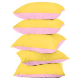 BIRD WING Yellow Pink 5 Pieces Square Cotton Cushion Covers-image-89