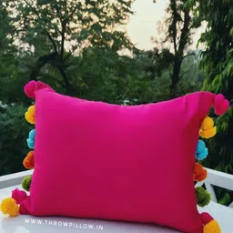 THROWPILLOW Pink & Blue Tasselled Square Cushion Covers-image-15