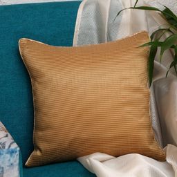 ZEBA Mustard Striped Square Cushion Cover-image-55