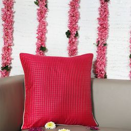 ZEBA Pink & White Checked Square Cushion Cover-picture-9