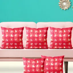 ArtzFolio Red 5 Pieces Abstract Square Cushion Covers-image-23