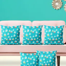 ArtzFolio Teal Blue & Yellow 5 Pieces Printed Square Cushion Covers-23