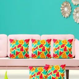 ArtzFolio Yellow 5 Pieces Abstract Printed Square Cushion Covers-58