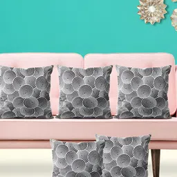ArtzFolio Black 5 Pieces Abstract Square Cushion Covers-image-80