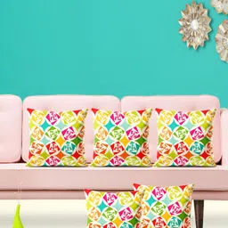 ArtzFolio Green & Red 5 Pieces Geometric Printed Square Cushion Covers-image-54