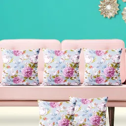 ArtzFolio Blue 5 Pieces Floral Printed Square Cushion Covers-image-69