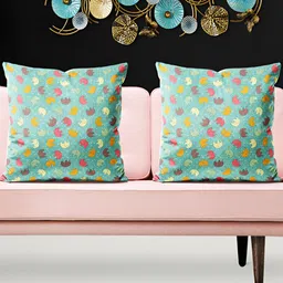 ArtzFolio Green & Yellow 5Pcs Abstract Square Cushion Covers-image-14