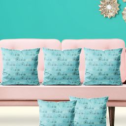 ArtzFolio Blue & Black 5 Pcs Square Cushion Covers-5
