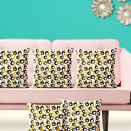 ArtzFolio Black & White 5 Pieces Printed Square Cushion Covers-image-101