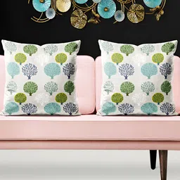 ArtzFolio White and Green 5 Pieces Square Cushion Covers-image-12