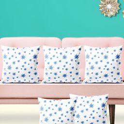 ArtzFolio White & Blue 5Pcs Abstract Square Cushion Covers-image-22