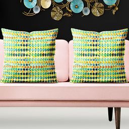 ArtzFolio Green Yellow  Pieces Square Cushion Covers-image-98