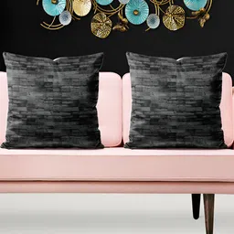 ArtzFolio Black 5 Pieces Abstract Square Cushion Covers-17