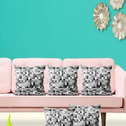 ArtzFolio Grey 5 Pieces Abstract Square Cushion Covers-image-97