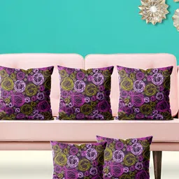 ArtzFolio Purple 5 Pieces Abstract Square Cushion Covers-image-94