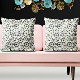 ArtzFolio Beige & Black 5 Pieces Abstract Square Cushion Covers-image-72