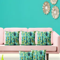 ArtzFolio Green & Blue 5 Pieces Printed Square Cushion Covers-8