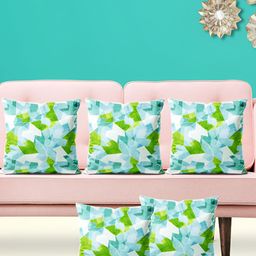 ArtzFolio Blue & Green 5 Pieces Abstract Square Cushion Covers-image-87