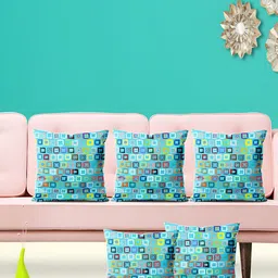 ArtzFolio Green and White 5 Pieces Geometric Printed Square Cushion Covers-image-90