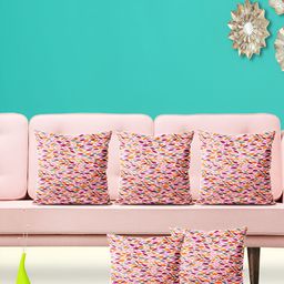 ArtzFolio Pink & Green 5 Pieces Ethnic Motifs Square Cushion Covers-image-98
