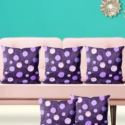 ArtzFolio Violet & Purple 5 Pieces Geometric Printed Square Cushion Covers-image-58