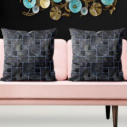 ArtzFolio Black 5 Pieces Geometric Printed Square Cushion Covers-0
