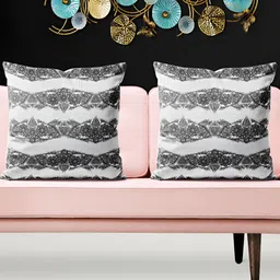 ArtzFolio Grey 5 Pieces Floral Square Cushion Covers-2