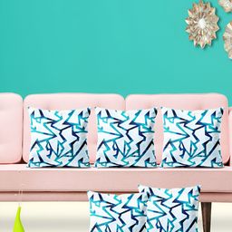 ArtzFolio White & Blue 5 Pieces Abstract Printed Square Cushion Covers-image-100
