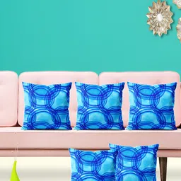 ArtzFolio Blue 5 Pieces Geometric Printed Square Cushion Covers-image-11