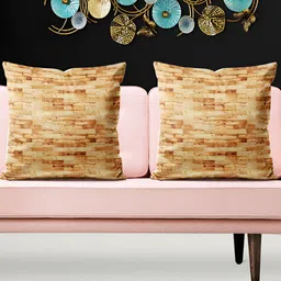 ArtzFolio Brown 5 Pieces Abstract Square Cushion Covers-image-38