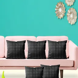 ArtzFolio Black 5 Pieces Square Cushion Covers-image-62