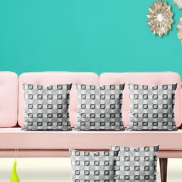 ArtzFolio Grey 5 Pieces Abstract Square Cushion Covers-image-98