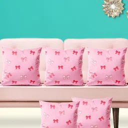 ArtzFolio Pink & Red 5 Pieces Printed Velvet Square Cushion Covers-picture-18