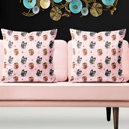 ArtzFolio Pink & Brown 5 Pieces Abstract Square Cushion Covers-image-63