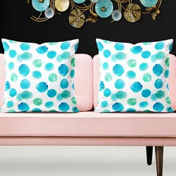 ArtzFolio Blue and White 5 Pieces Geometric Printed Square Cushion Covers-image-14